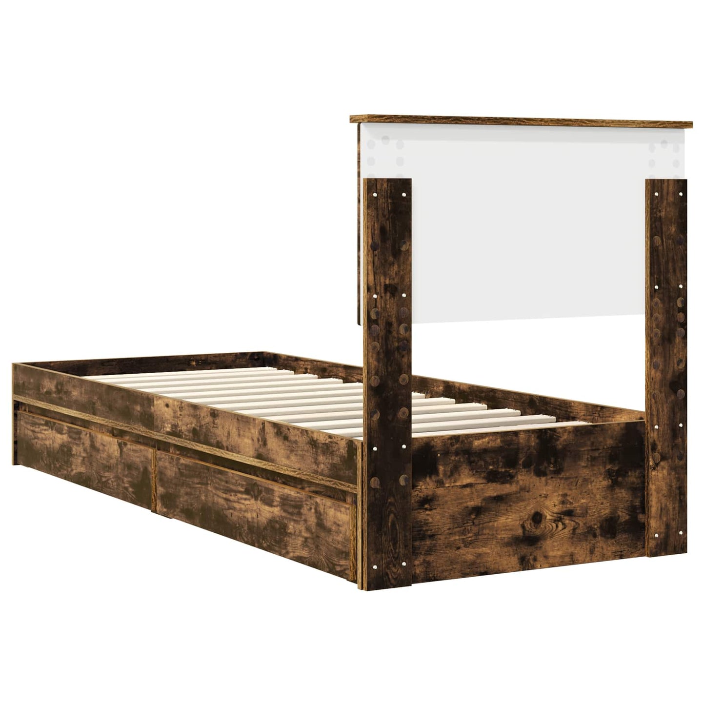 vidaXL Storage Bed with Drawer Smoked Oak 75 x 190 cm Engineered Wood