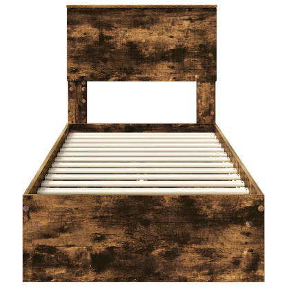 vidaXL Storage Bed with Drawer Smoked Oak 75 x 190 cm Engineered Wood