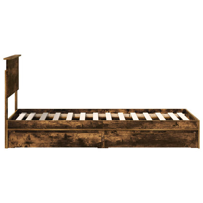 vidaXL Storage Bed with Drawer Smoked Oak 75 x 190 cm Engineered Wood