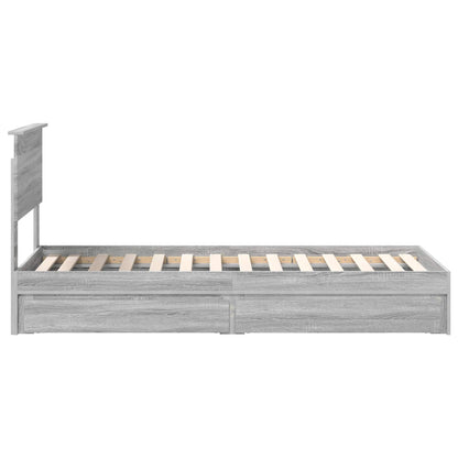 vidaXL Storage Bed with Drawer Grey Sonoma 75 x 190 cm Engineered Wood