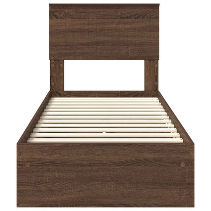vidaXL Storage Bed with Drawer Brown Oak 75 x 190 cm Engineered Wood