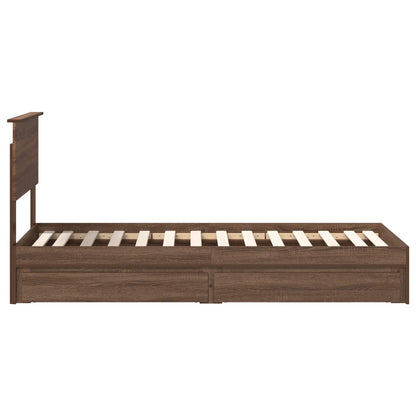 vidaXL Storage Bed with Drawer Brown Oak 75 x 190 cm Engineered Wood