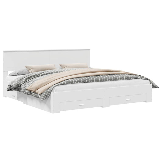 vidaXL Bed Frame with Headboard White 200 x 200 cm Engineered Wood