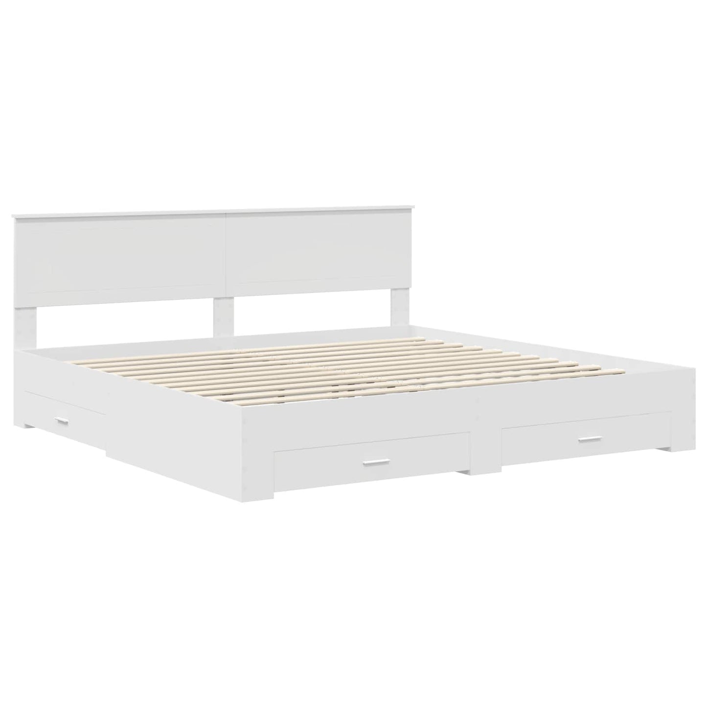 vidaXL Bed Frame with Headboard White 200 x 200 cm Engineered Wood