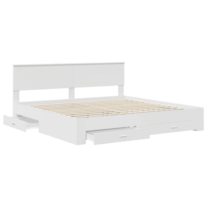 vidaXL Bed Frame with Headboard White 200 x 200 cm Engineered Wood
