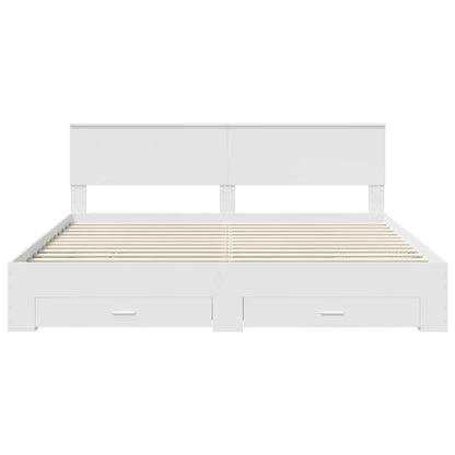 vidaXL Bed Frame with Headboard White 200 x 200 cm Engineered Wood