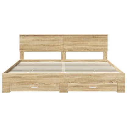vidaXL Bed Frame with Drawer Sonoma Oak 200 x 200 cm Engineered Wood