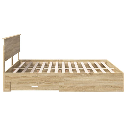 vidaXL Bed Frame with Drawer Sonoma Oak 200 x 200 cm Engineered Wood