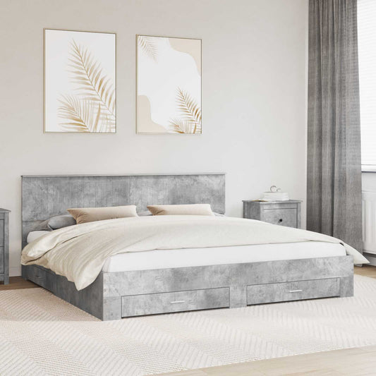 vidaXL Bed Frame Concrete Grey 200 x 200 cm Engineered Wood
