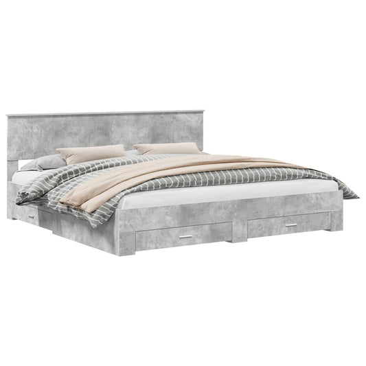 vidaXL Bed Frame Concrete Grey 200 x 200 cm Engineered Wood