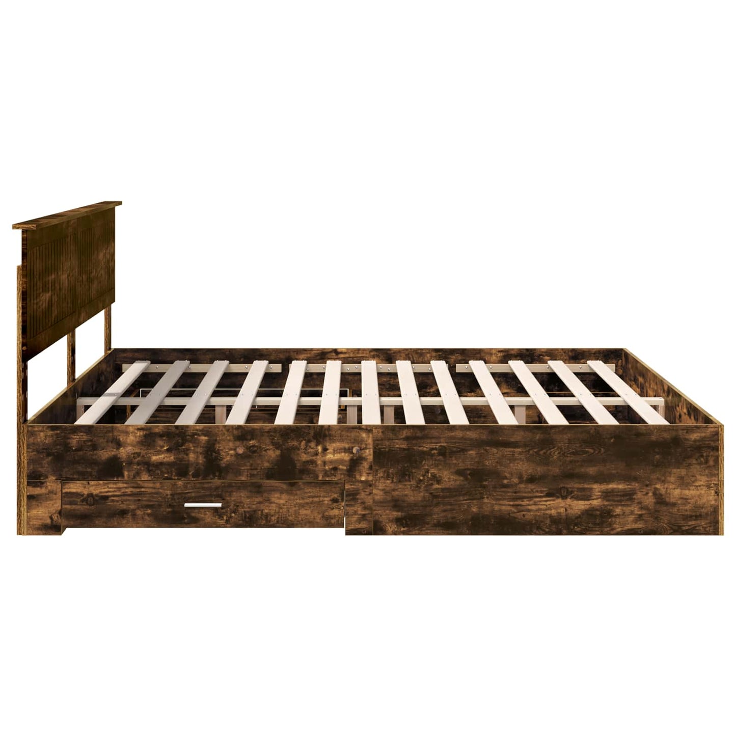 vidaXL Bed Frame with Drawer Smoked Oak 200 x 200 cm Engineered Wood