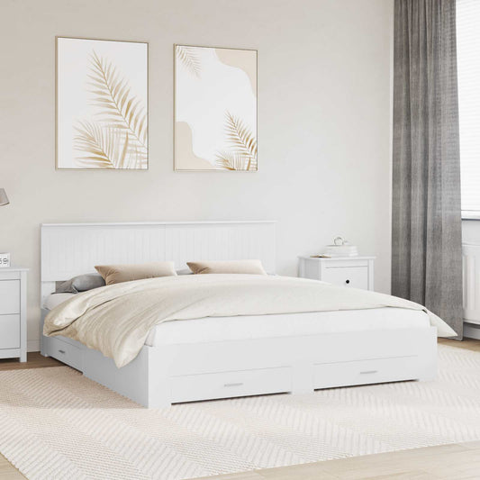 vidaXL Bed Frame with Headboard White 180 x 200 cm Engineered Wood