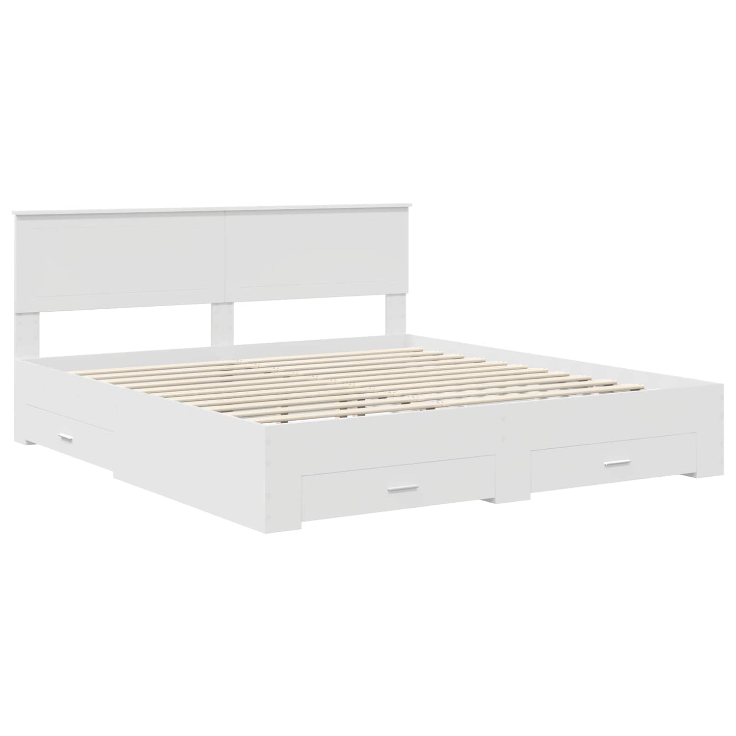 vidaXL Bed Frame with Headboard White 180 x 200 cm Engineered Wood