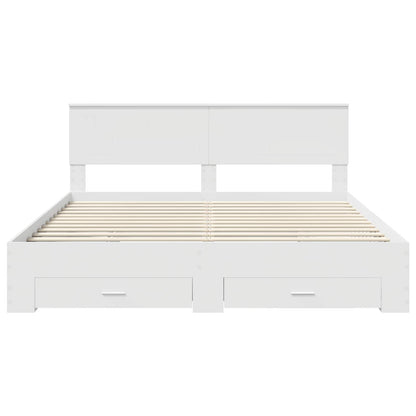 vidaXL Bed Frame with Headboard White 180 x 200 cm Engineered Wood