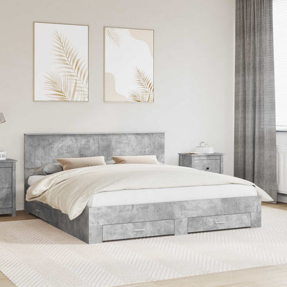 vidaXL Bed Frame Concrete Grey 180 x 200 cm Engineered Wood