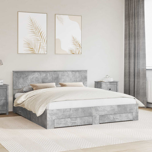 vidaXL Bed Frame Concrete Grey 180 x 200 cm Engineered Wood