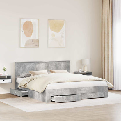 vidaXL Bed Frame Concrete Grey 180 x 200 cm Engineered Wood