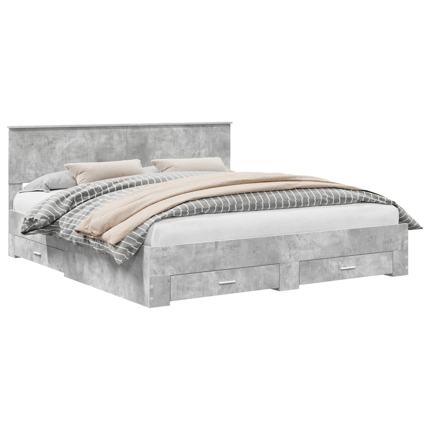 vidaXL Bed Frame Concrete Grey 180 x 200 cm Engineered Wood
