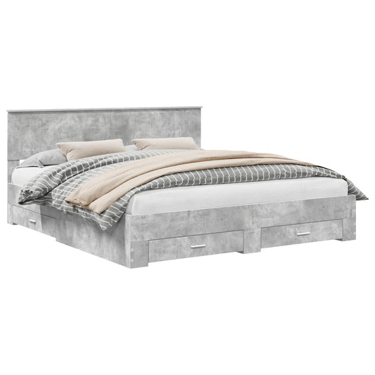 vidaXL Bed Frame Concrete Grey 180 x 200 cm Engineered Wood