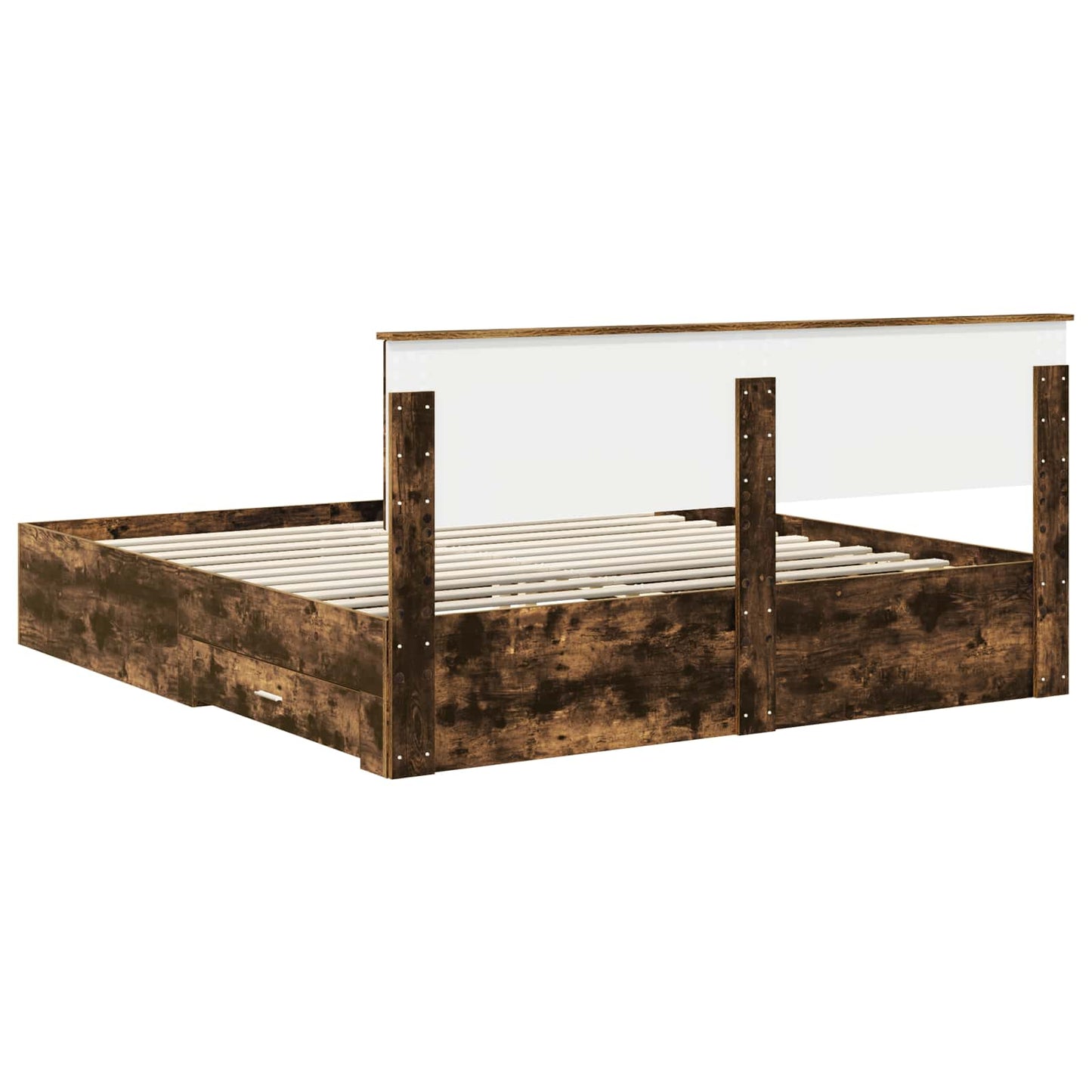 vidaXL Bed Frame with Drawer Smoked Oak 180 x 200 cm Engineered Wood
