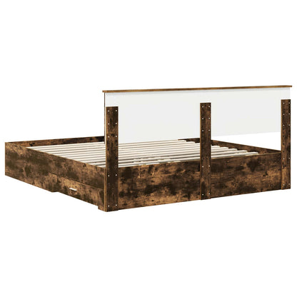 vidaXL Bed Frame with Drawer Smoked Oak 180 x 200 cm Engineered Wood