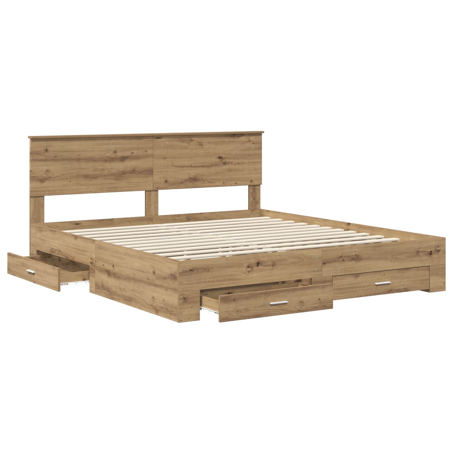 vidaXL Bed Frame with Drawer Artisan Oak 180 x 200 cm Engineered Wood