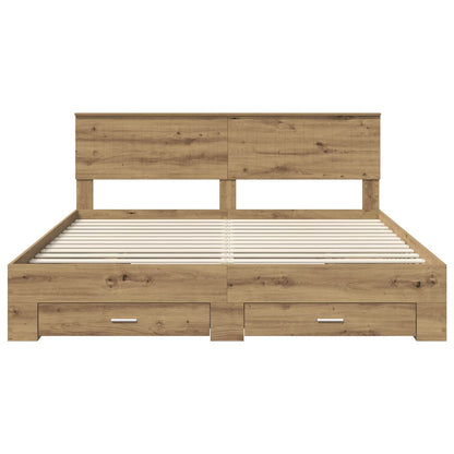 vidaXL Bed Frame with Drawer Artisan Oak 180 x 200 cm Engineered Wood