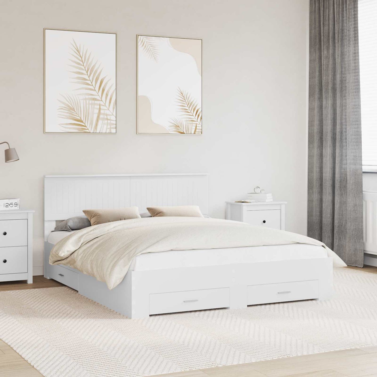 vidaXL Bed Frame with Drawer White 160 x 200 cm Engineered Wood