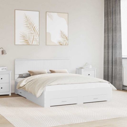 vidaXL Bed Frame with Drawer White 160 x 200 cm Engineered Wood