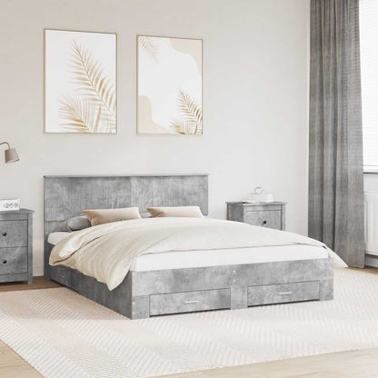vidaXL Bed Frame Concrete Grey 160 x 200 cm Engineered Wood