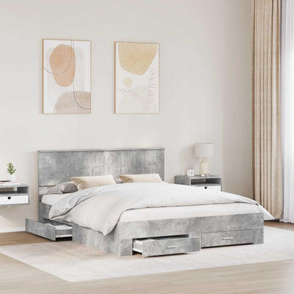 vidaXL Bed Frame Concrete Grey 160 x 200 cm Engineered Wood