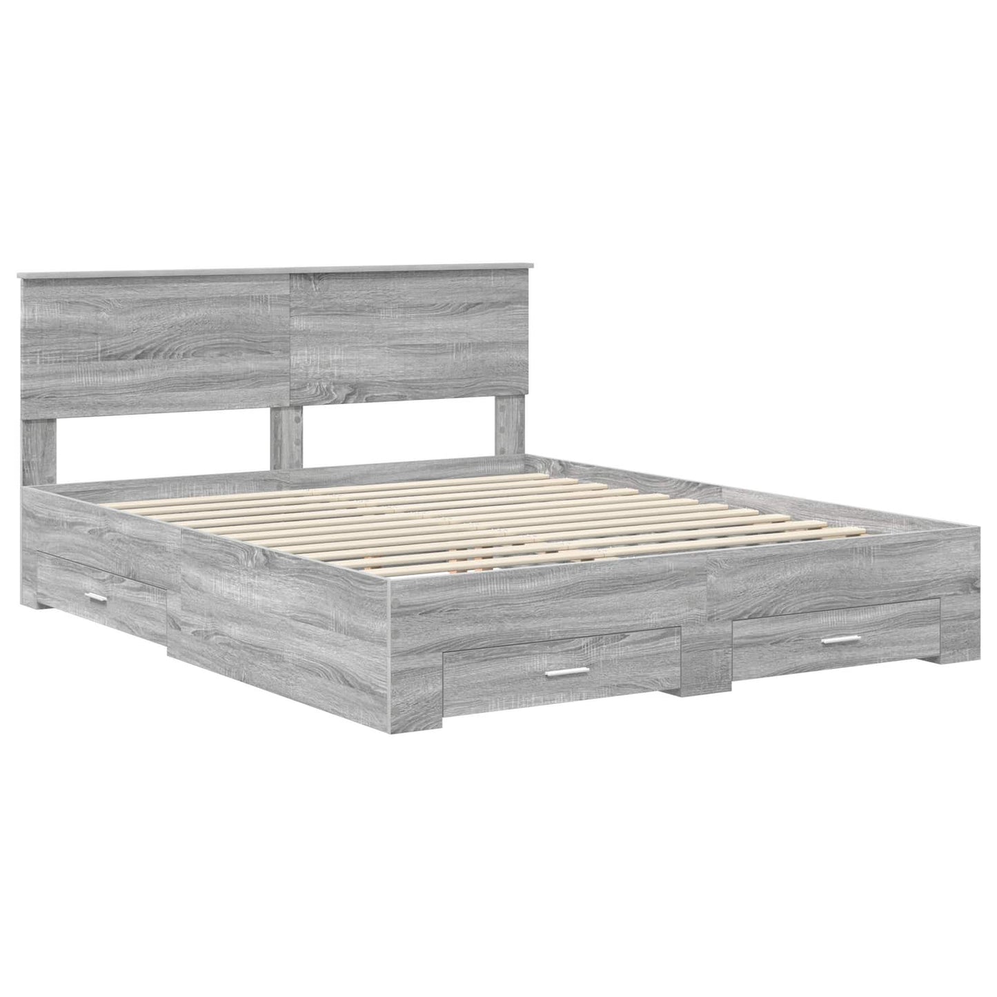vidaXL Bed Frame with Drawer Grey Sonoma 160 x 200 cm Engineered Wood