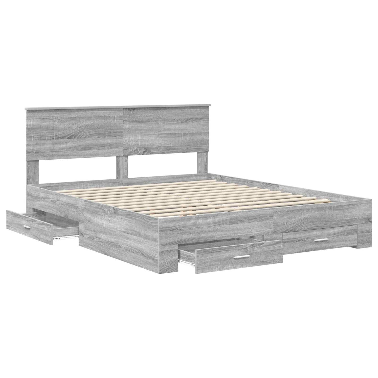 vidaXL Bed Frame with Drawer Grey Sonoma 160 x 200 cm Engineered Wood
