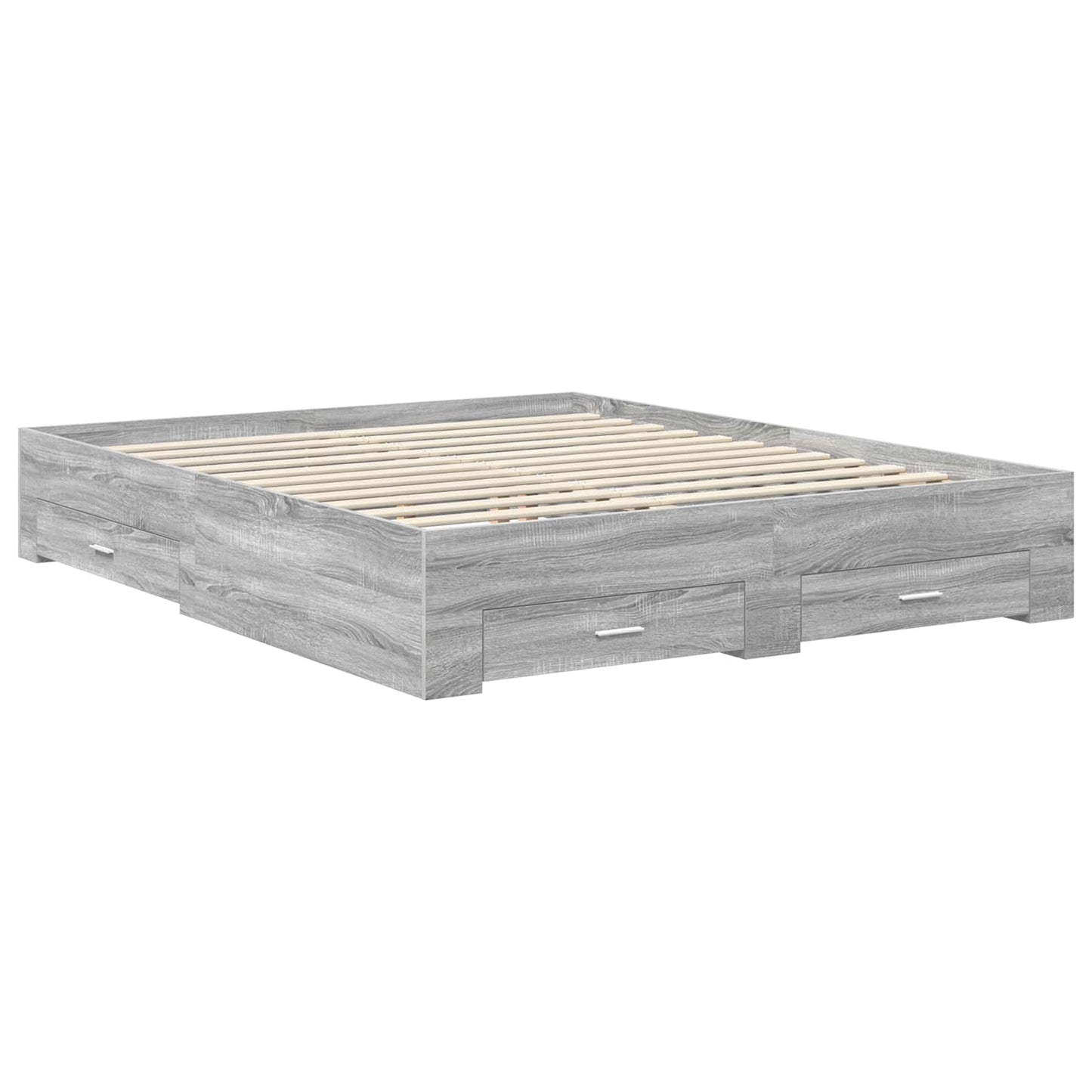 vidaXL Bed Frame with Drawer Grey Sonoma 160 x 200 cm Engineered Wood