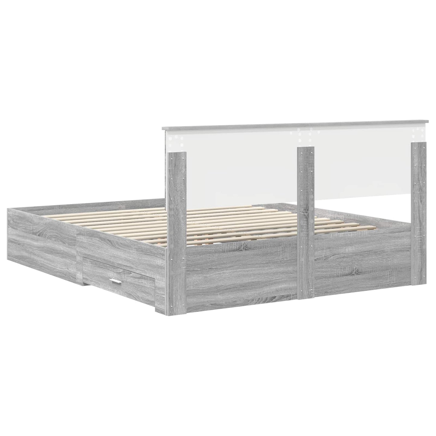 vidaXL Bed Frame with Drawer Grey Sonoma 160 x 200 cm Engineered Wood