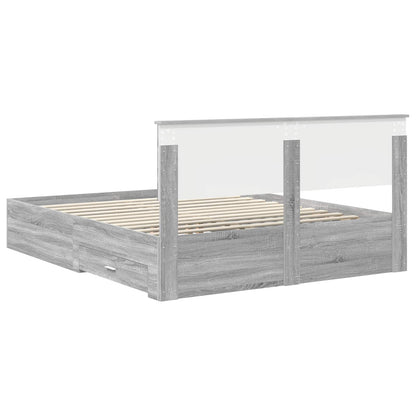 vidaXL Bed Frame with Drawer Grey Sonoma 160 x 200 cm Engineered Wood