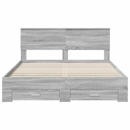 vidaXL Bed Frame with Drawer Grey Sonoma 160 x 200 cm Engineered Wood