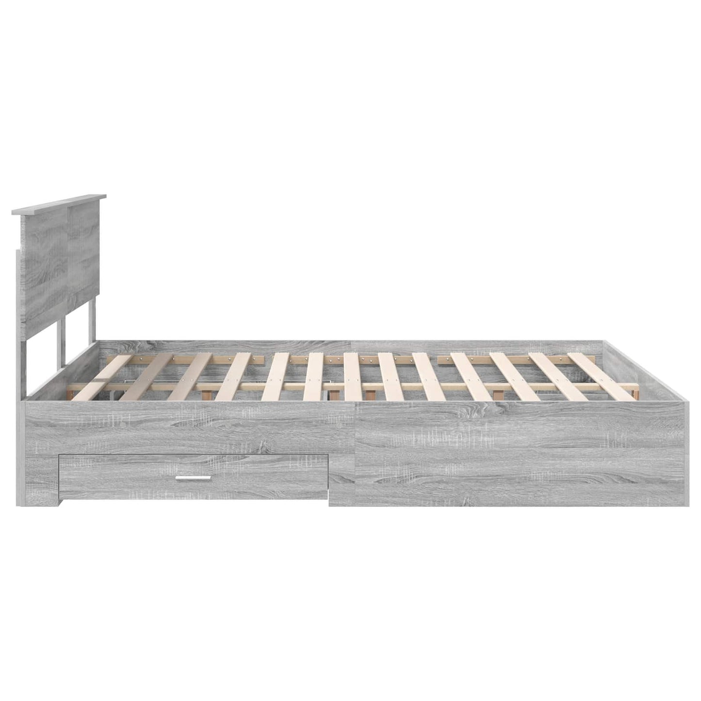 vidaXL Bed Frame with Drawer Grey Sonoma 160 x 200 cm Engineered Wood