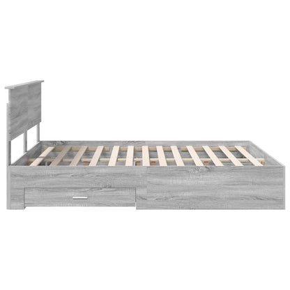 vidaXL Bed Frame with Drawer Grey Sonoma 160 x 200 cm Engineered Wood