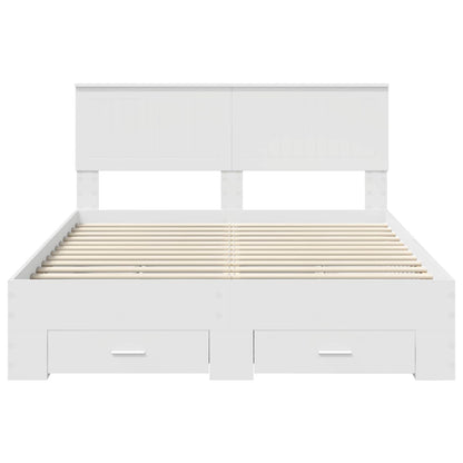 vidaXL Bed Frame with Drawer White 140 x 200 cm Engineered Wood