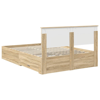 vidaXL Bed Frame with Drawer Sonoma Oak 140 x 200 cm Engineered Wood