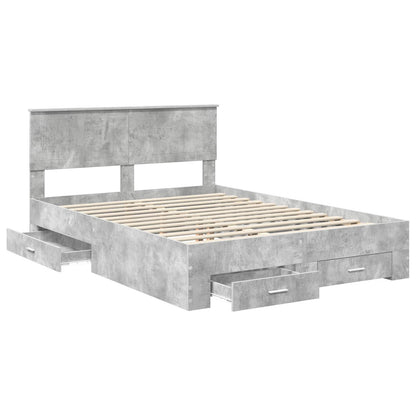vidaXL Bed Frame Concrete Grey 140 x 200 cm Engineered Wood