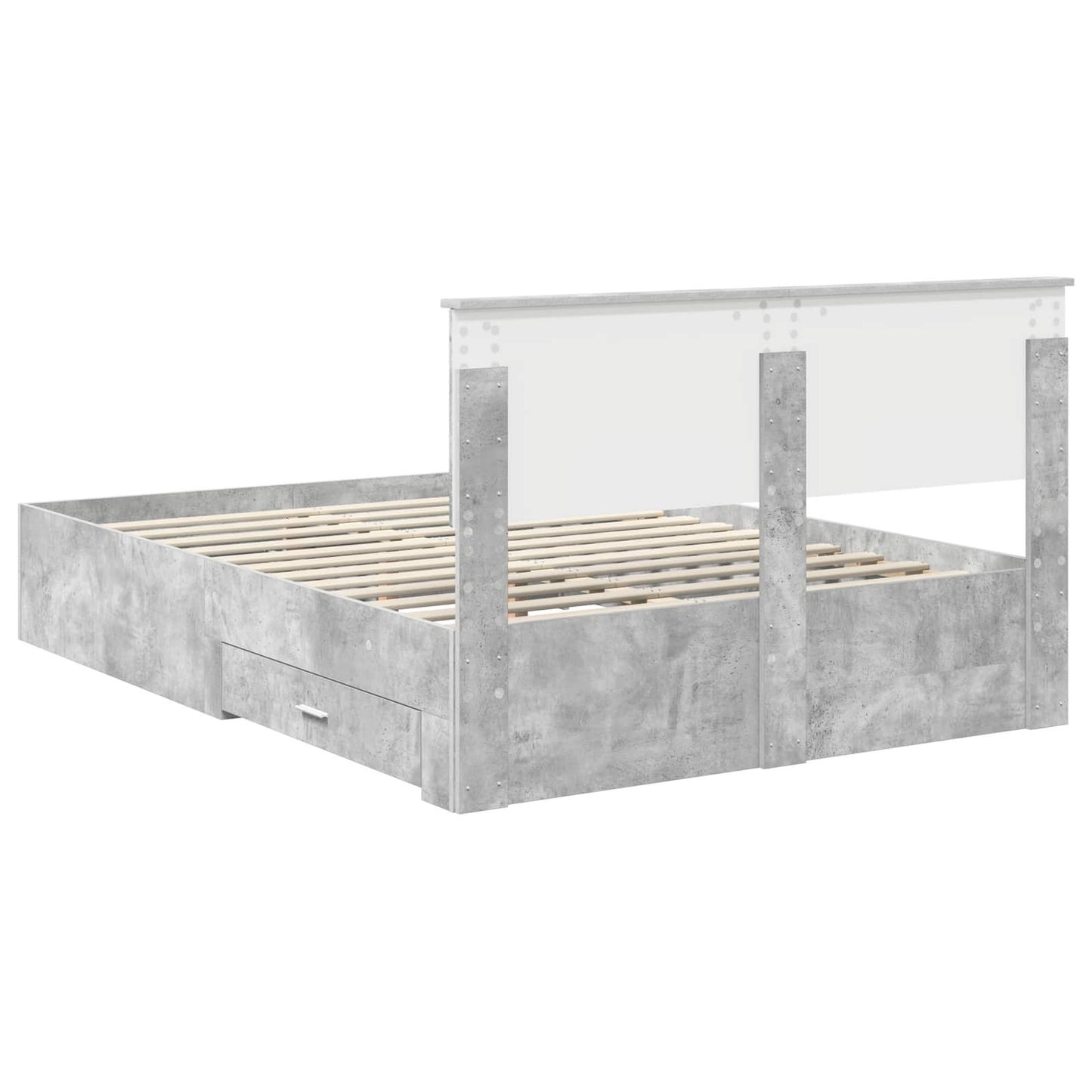 vidaXL Bed Frame Concrete Grey 140 x 200 cm Engineered Wood