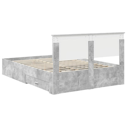 vidaXL Bed Frame Concrete Grey 140 x 200 cm Engineered Wood