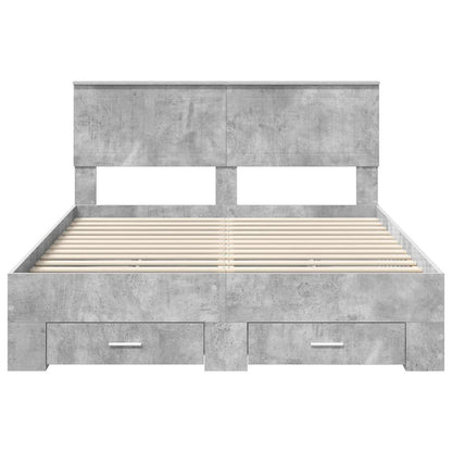 vidaXL Bed Frame Concrete Grey 140 x 200 cm Engineered Wood
