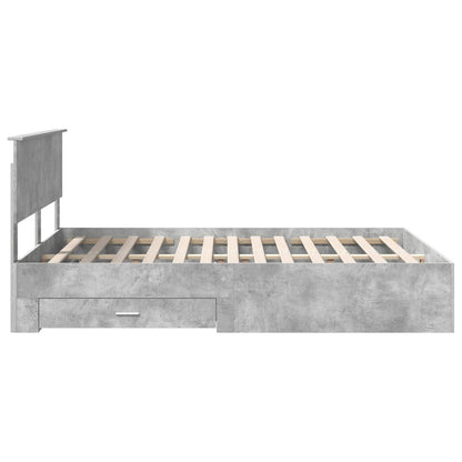 vidaXL Bed Frame Concrete Grey 140 x 200 cm Engineered Wood