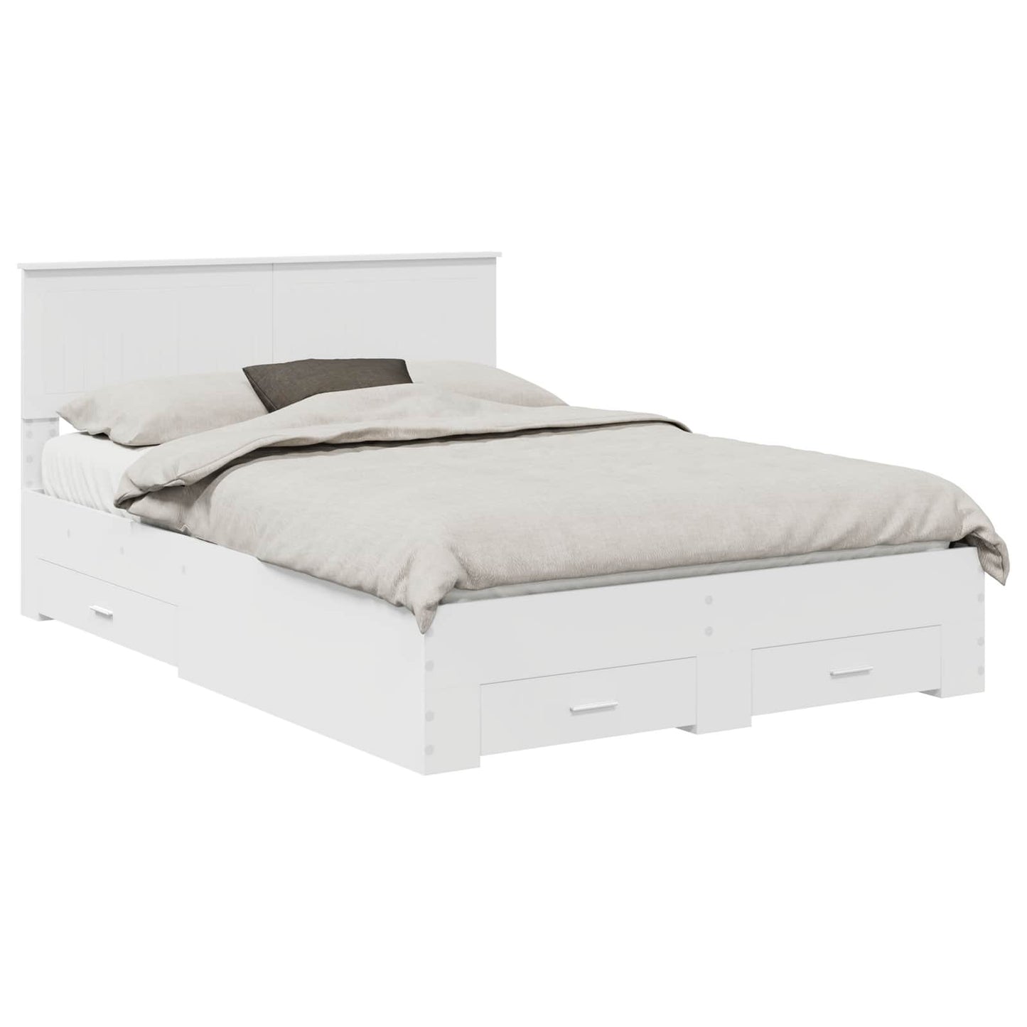 vidaXL Bed Frame with Drawer White 140 x 190 cm Engineered Wood