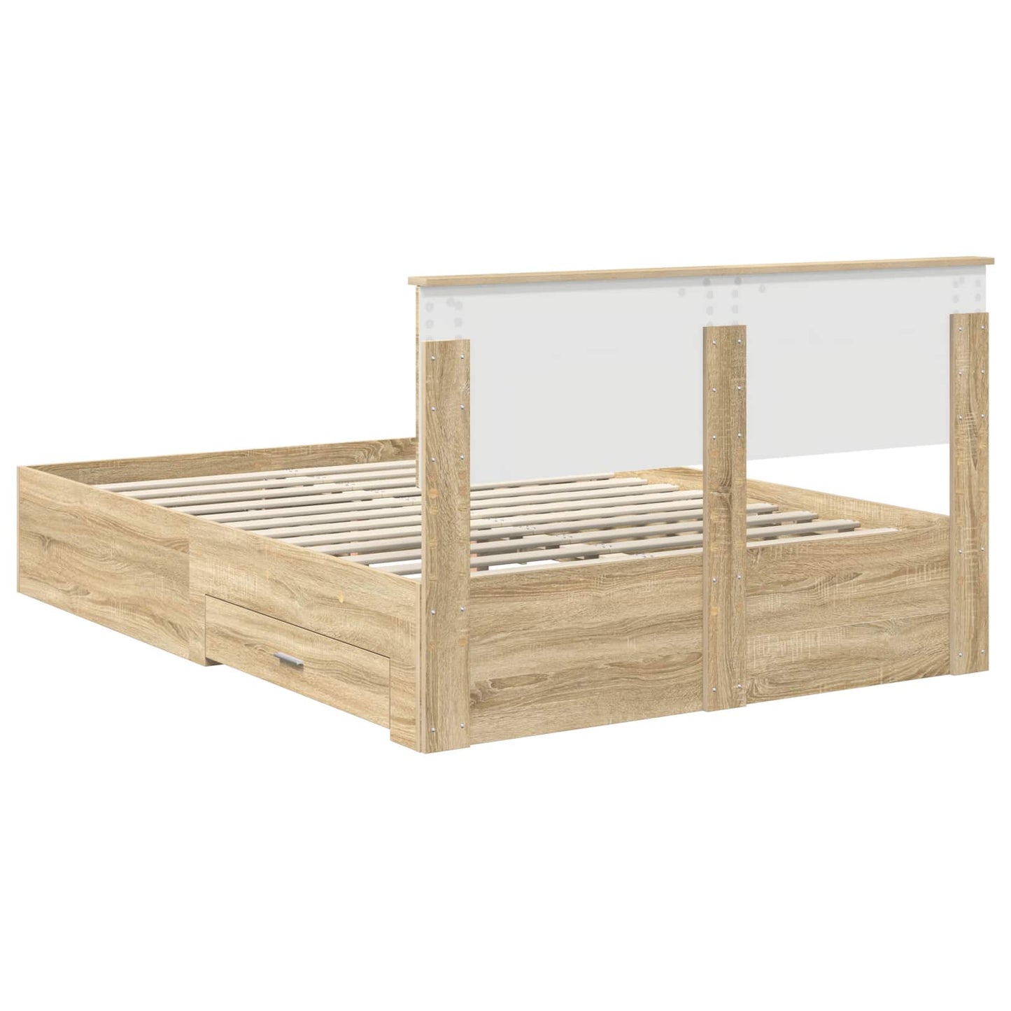 vidaXL Bed Frame with Drawer Sonoma Oak 140 x 190 cm Engineered Wood