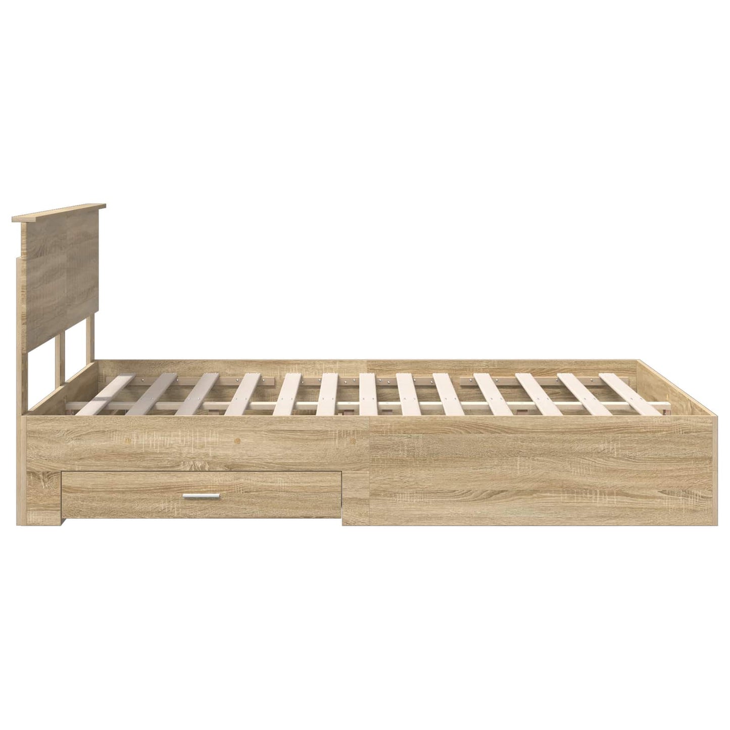vidaXL Bed Frame with Drawer Sonoma Oak 140 x 190 cm Engineered Wood