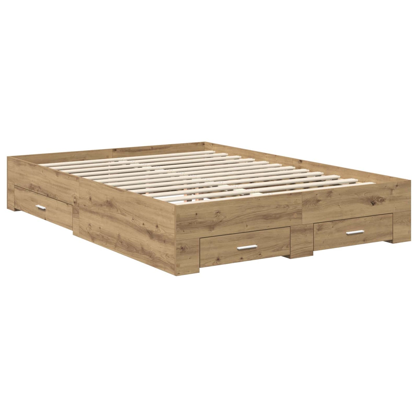 vidaXL Bed Frame with Drawer Artisan Oak 140 x 190 cm Engineered Wood